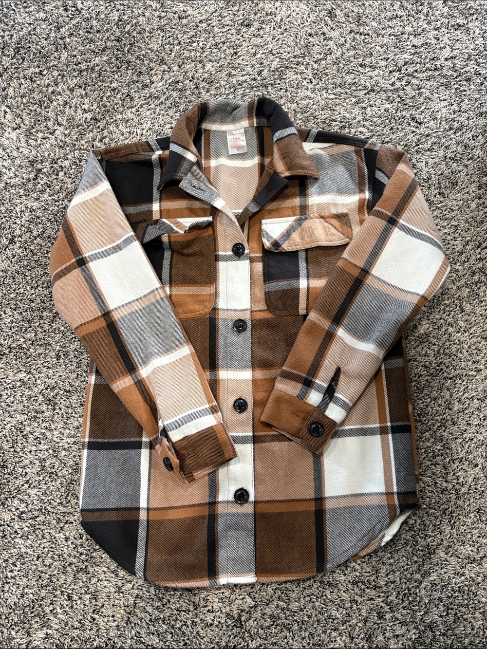 No Boundaries Brown Plaid Button-Up Shacket